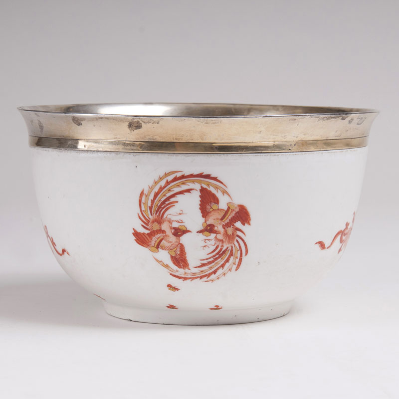 A Rare Bowl 'Red Dragon' with Silver Mount