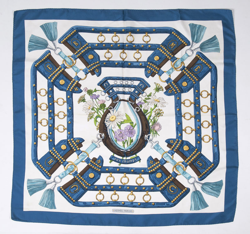 A Vintage Silk Scarf 'aux champs'