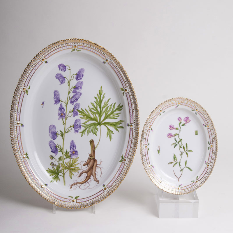 Zwei ovale 'Flora Danica' - Platten