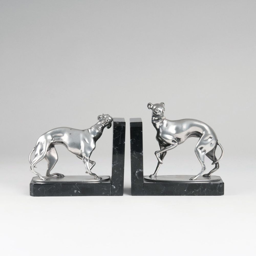 Achille Gamba - Paar Art-Déco Buchstützen 'Windhund' Paar Art-Déco Buchstützen 'Windhund'