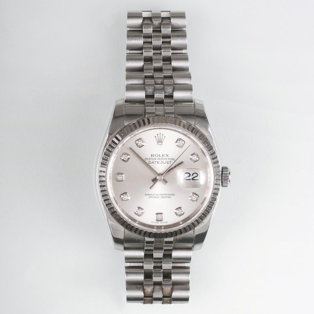 Rolex - A Gentlemen's Wristwatch with Diamonds 'Oyster Perpetual Date Just' A Gentlemen's Wristwatch with Diamonds 'Oyster Perpetual Date Just'