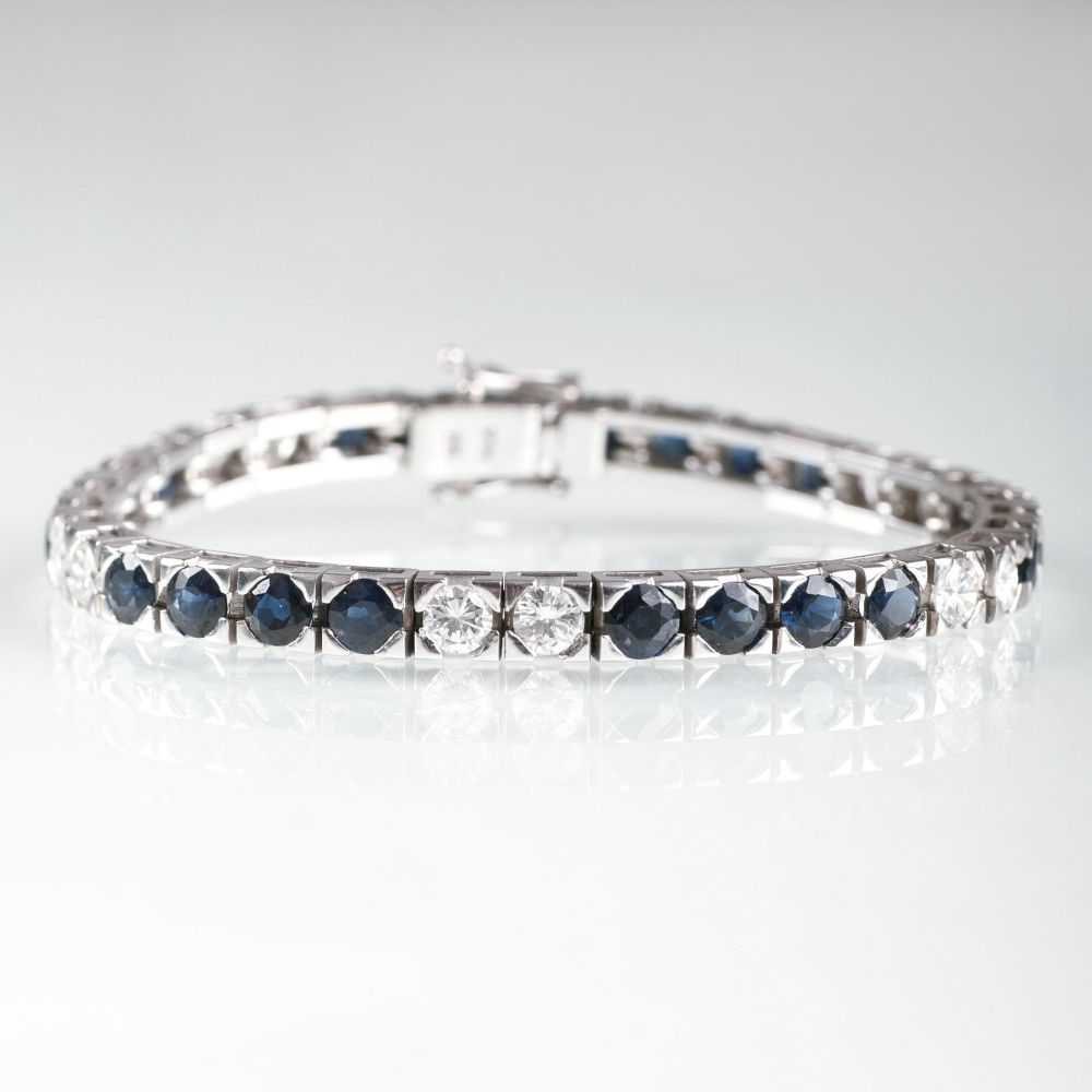 A Bracelet with Diamond and Sapphires