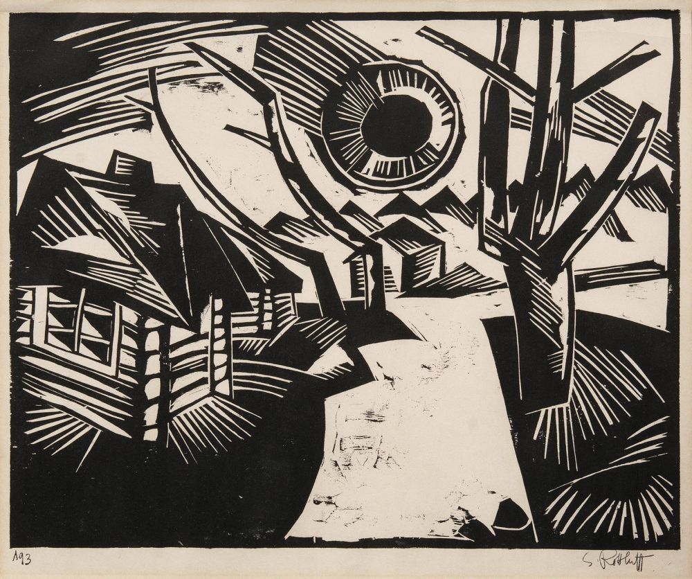 Karl Schmidt-Rottluff - Russische Landschaft mit Sonne Russische Landschaft mit Sonne