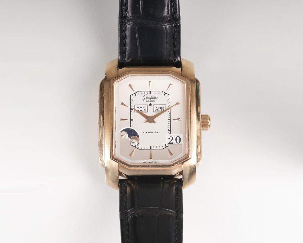 Firma Glashütte Original - A Gentlemen's Wristwatch 'Karree Automatik' with Perpetual Calendar A Gentlemen's Wristwatch 'Karree Automatik' with Perpetual Calendar
