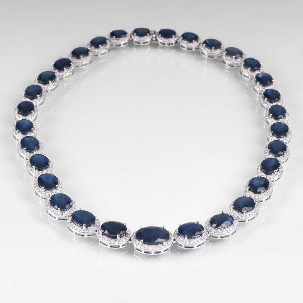 A classical, elegant and highcarat Sapphire Diamond Necklace