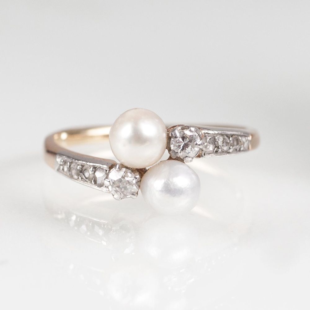 Jugendstil-Diamant-Perl-Ring Jugendstil-Diamant-Perl-Ring