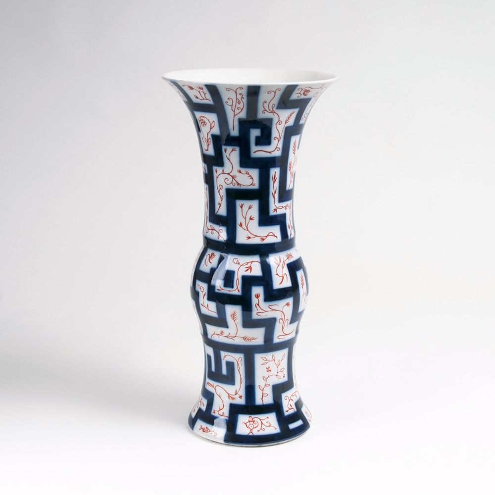 A Large Trumpet Vase with Geometric Decor