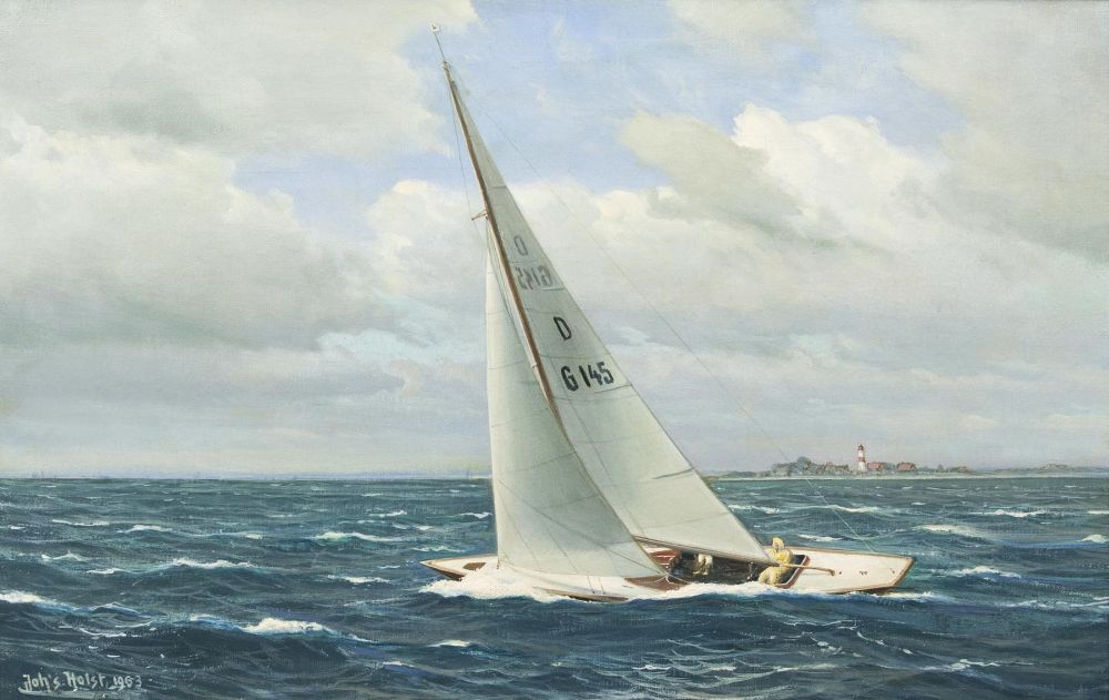Johannes Holst - Ein 'Drachen' auf der Kieler Außenförde bei Bülk Ein 'Drachen' auf der Kieler Außenförde bei Bülk