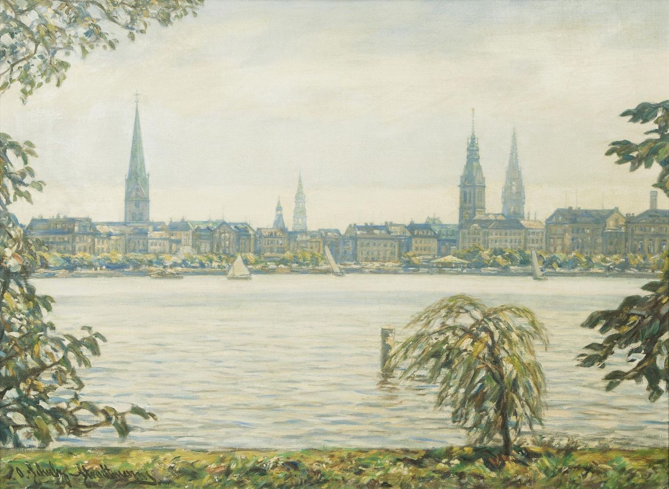 Hamburg, View over the Alster