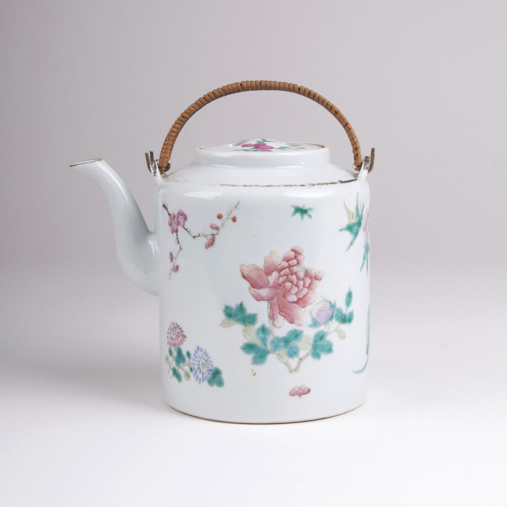 A Famille Rose Tea Pot with Flowers