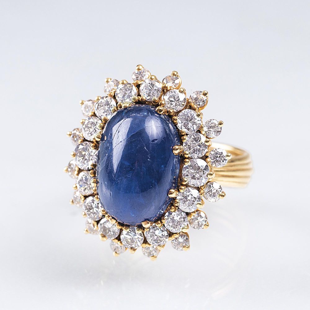 A highcarat Vintage Sapphire Diamond Ring