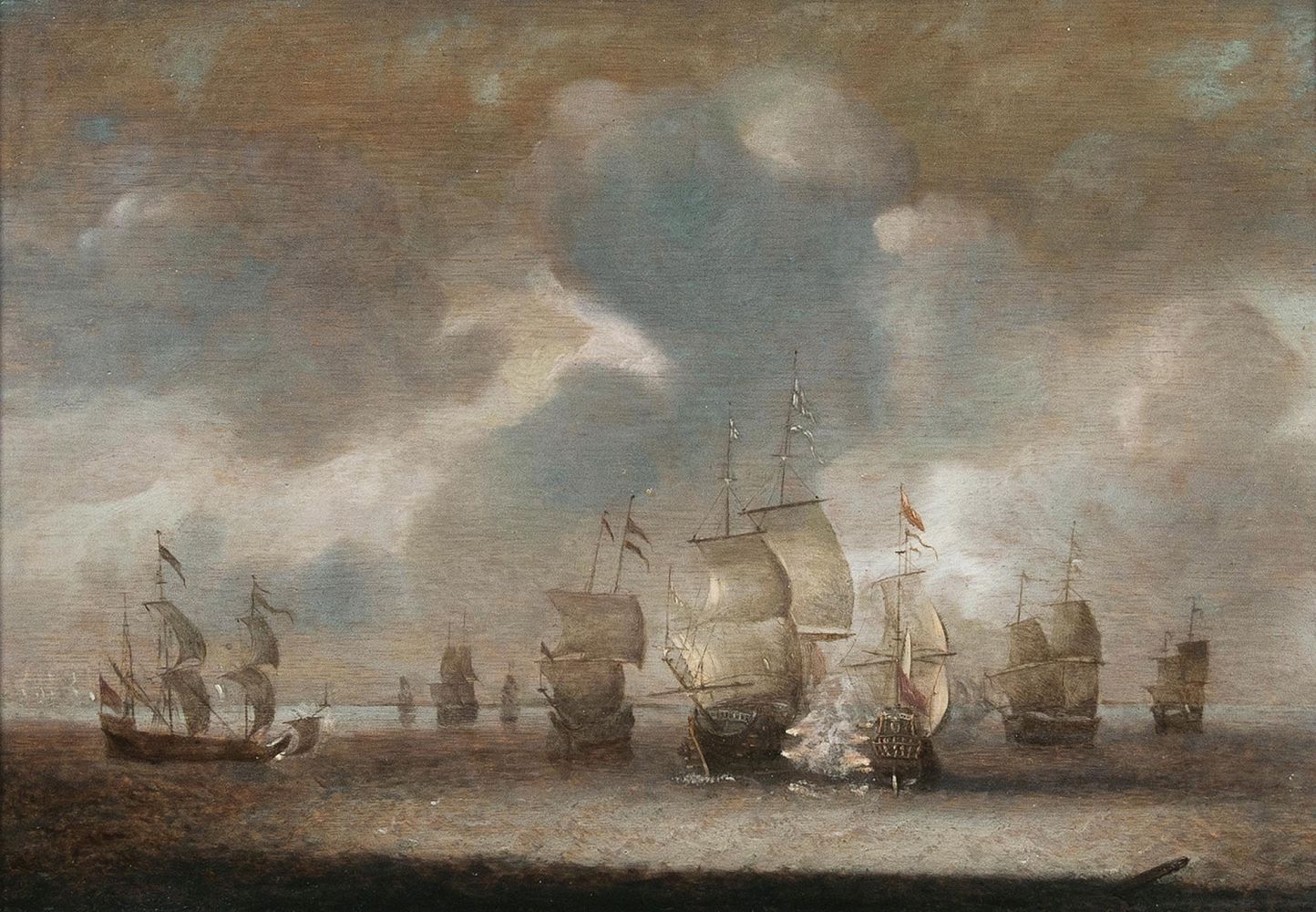 Niederländischer Marinemaler - Seeschlacht unter Beteiligung englischer Schiffe Seeschlacht unter Beteiligung englischer Schiffe