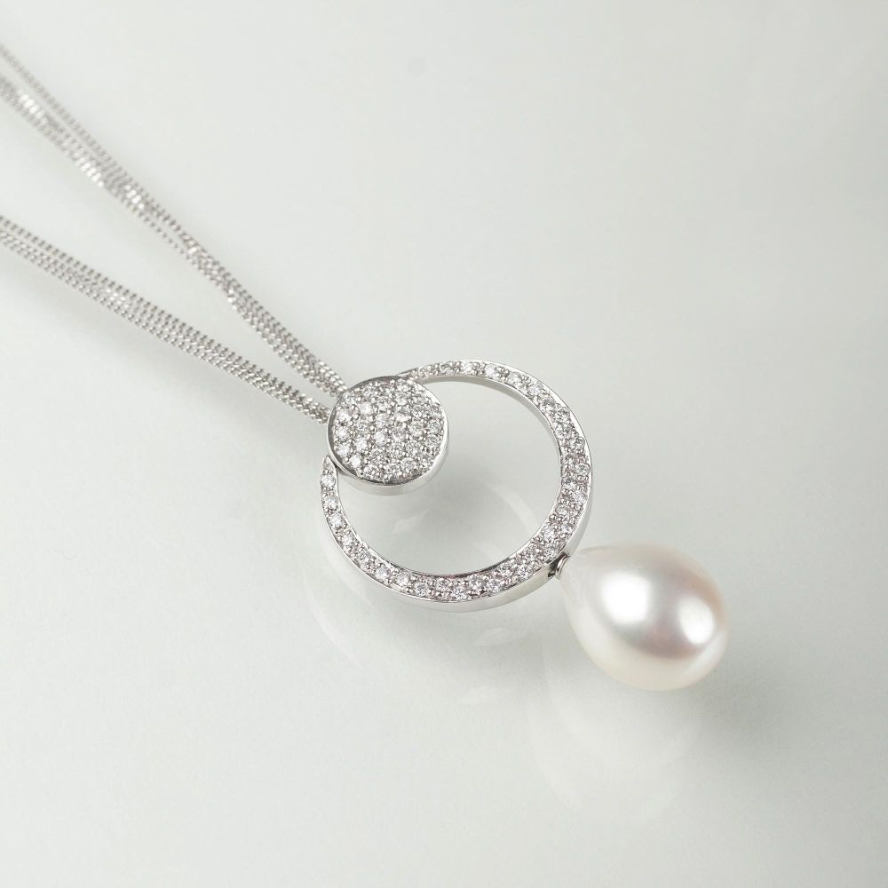 A Southsea Pearl Diamond Pendant with Necklace