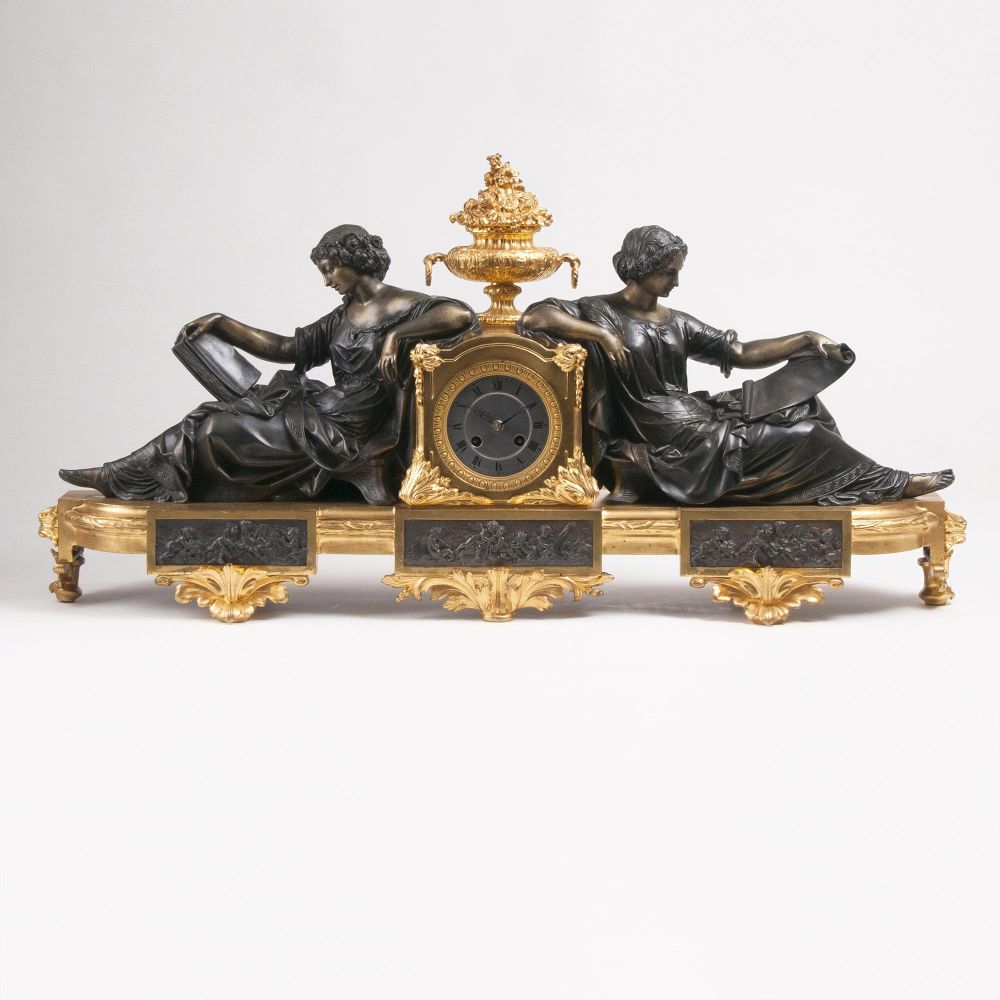 An extraordinary Mantel Clock with female allegories of sciences