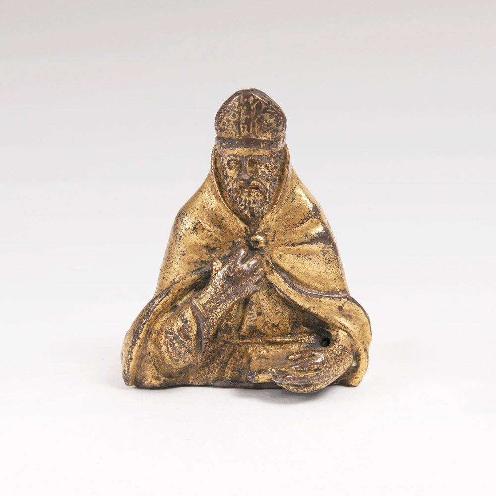 A Miniature Bronze of a Bishop's Bust
