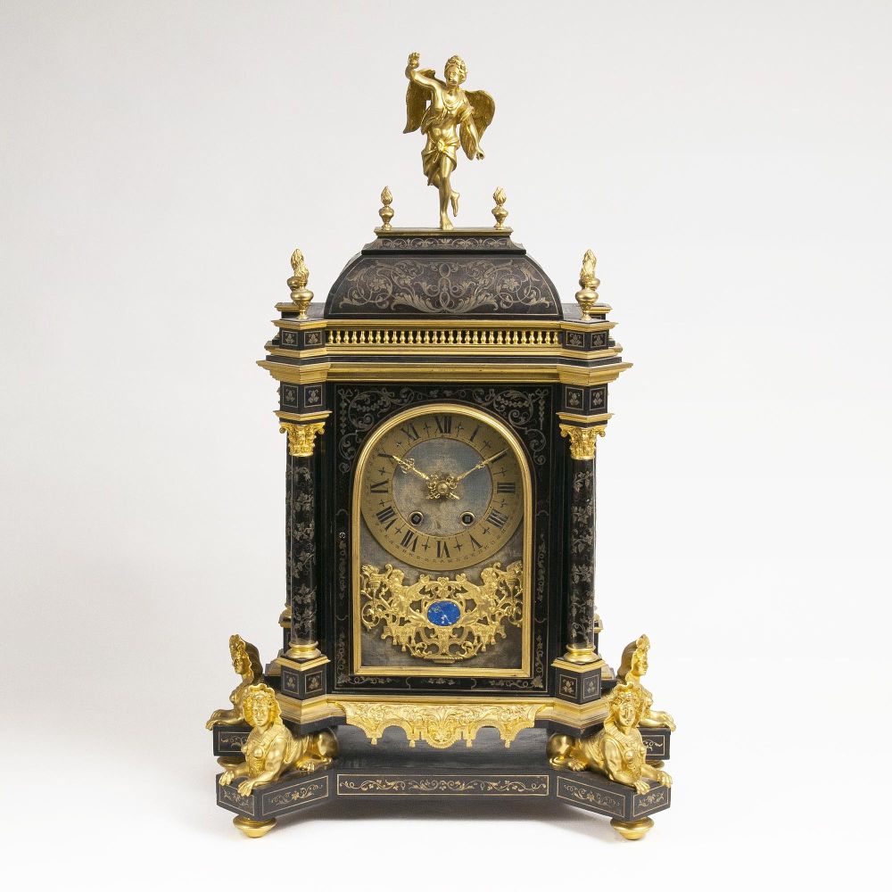 A Napoleon III Pendule on Sphinxes with crowning Nike Figure