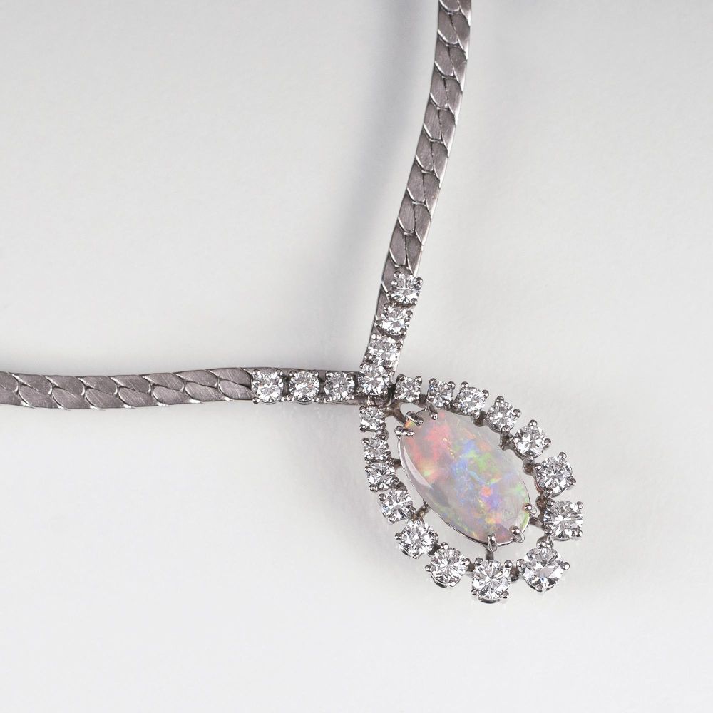 A Vintage Opal Diamond Necklace