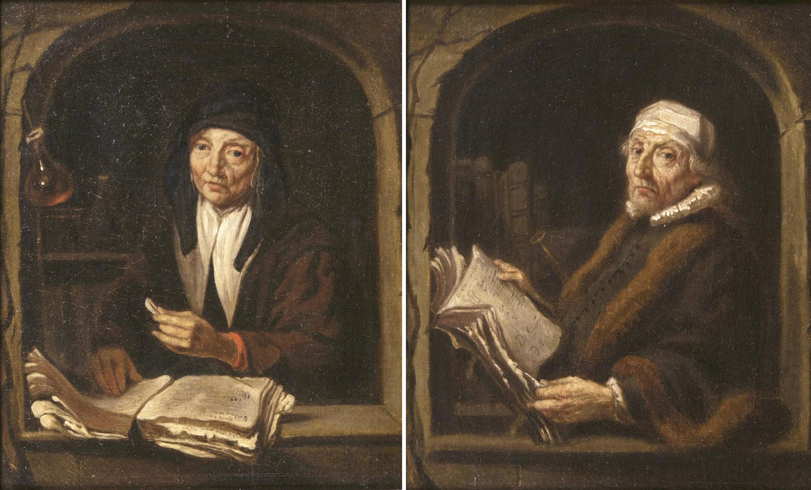 Paar Gelehrtenportraits