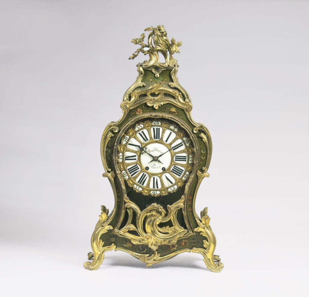 Vincenti & Cie - A splendid Pendule on console with Flowers Painting A splendid Pendule on console with Flowers Painting