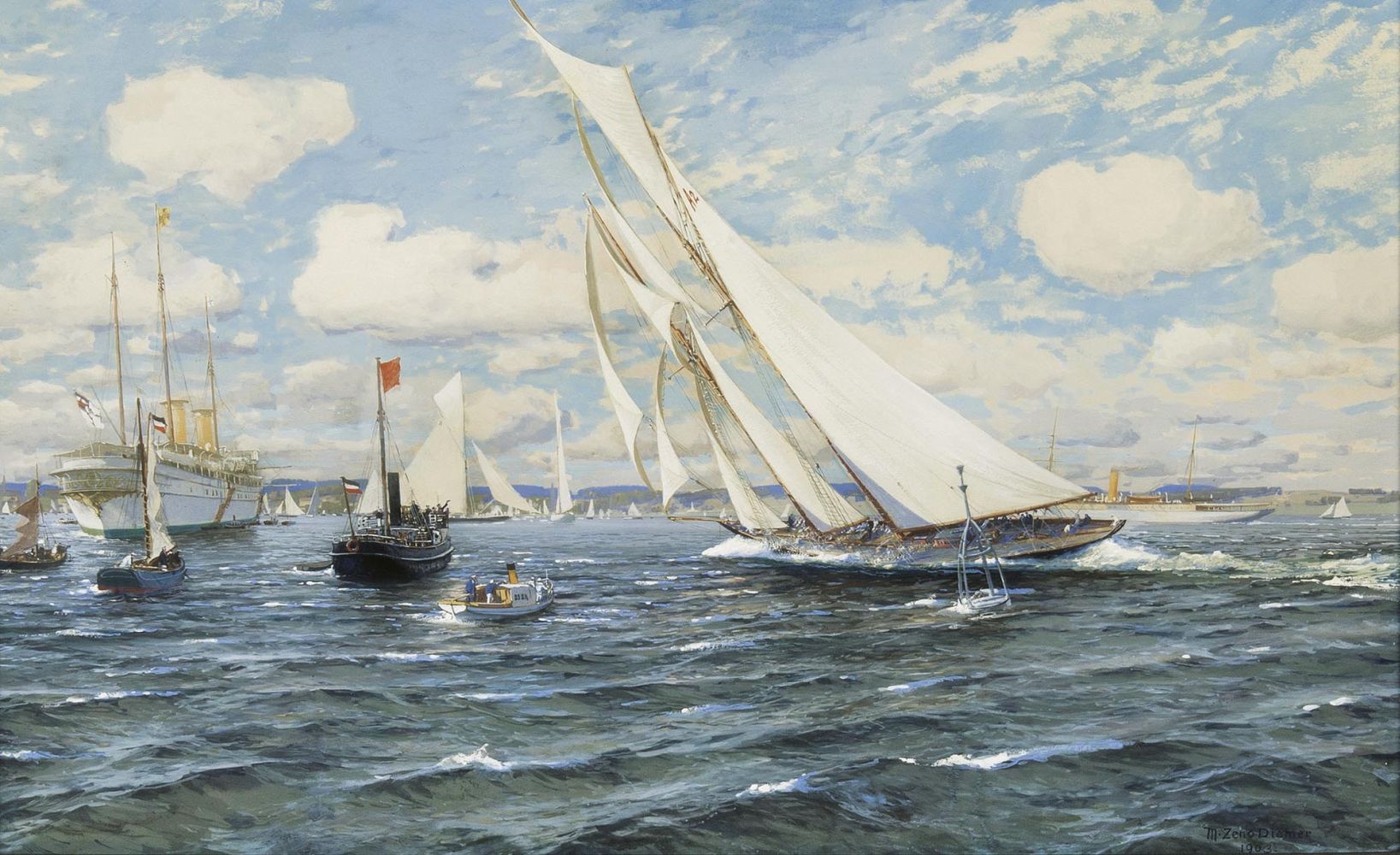 Zieldurchgang der Hamburg bei der Kieler Woche vor Eckernförde 1903