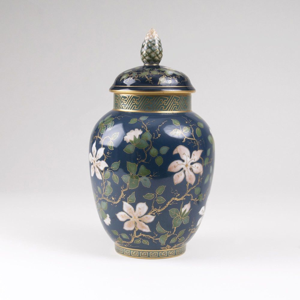 An Art Nouveau Lidded Vase with Clematis