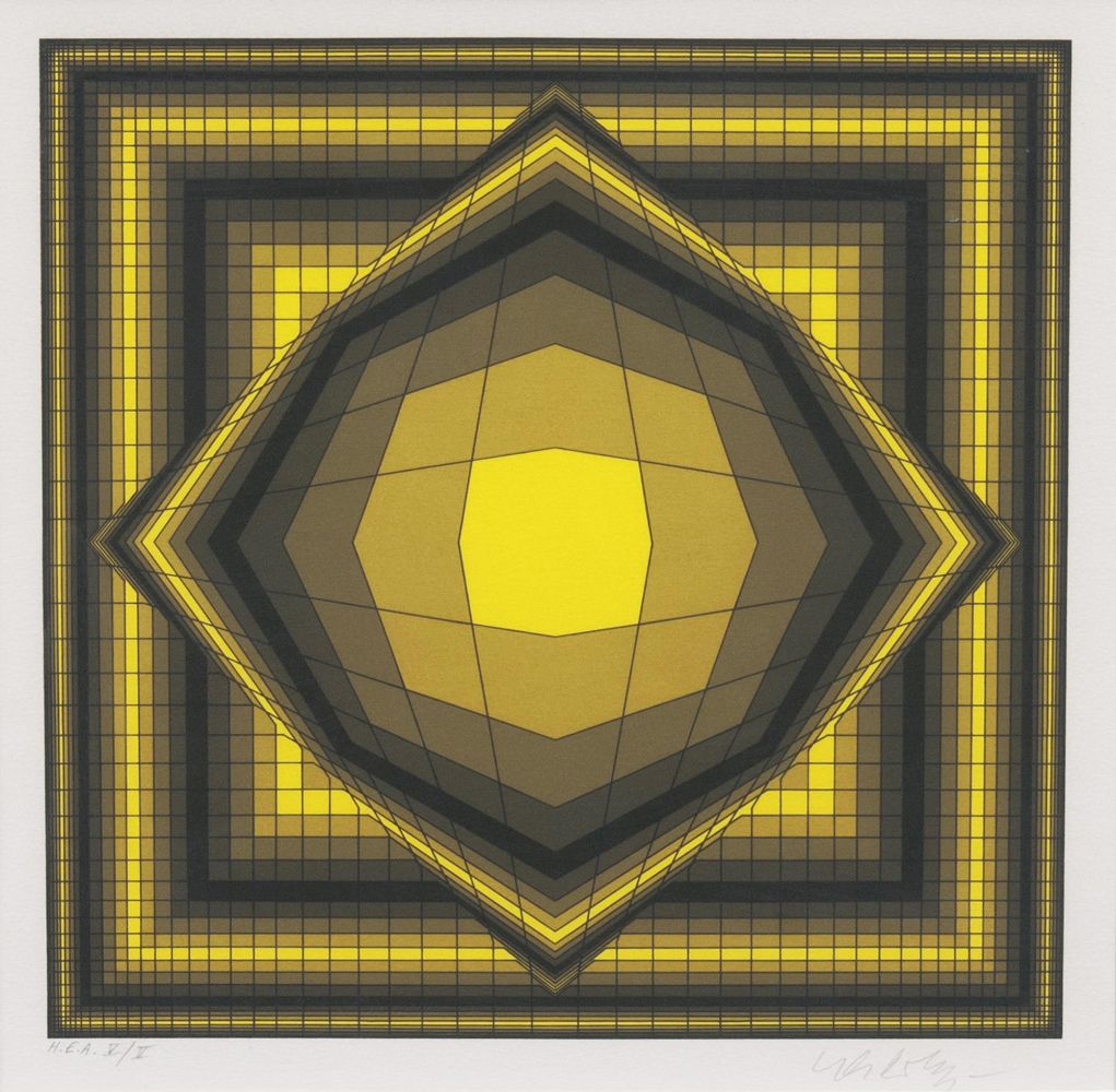 Geometrische Komposition in Gelb und Schwarz