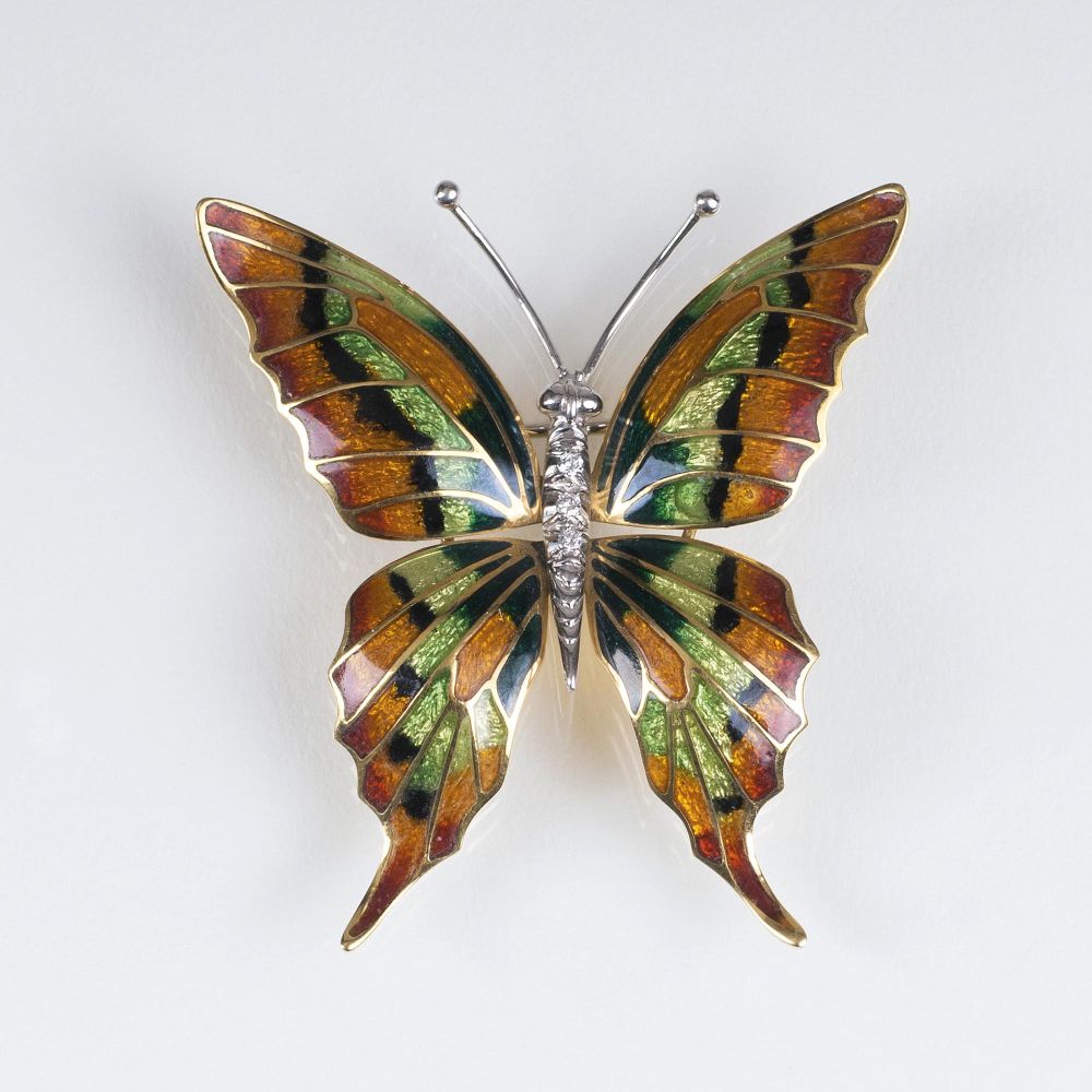 An extraordinary Enamel Diamond Brooch 'Butterfly'
