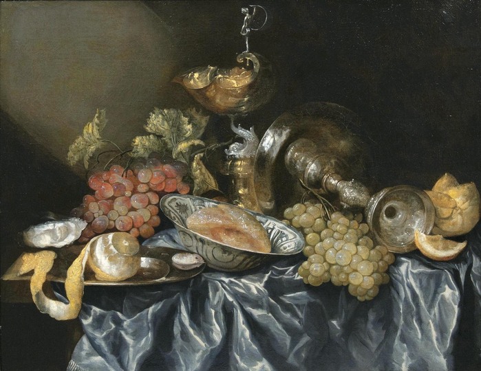 Table Still Life with Silver Ware and Wanli Bowl