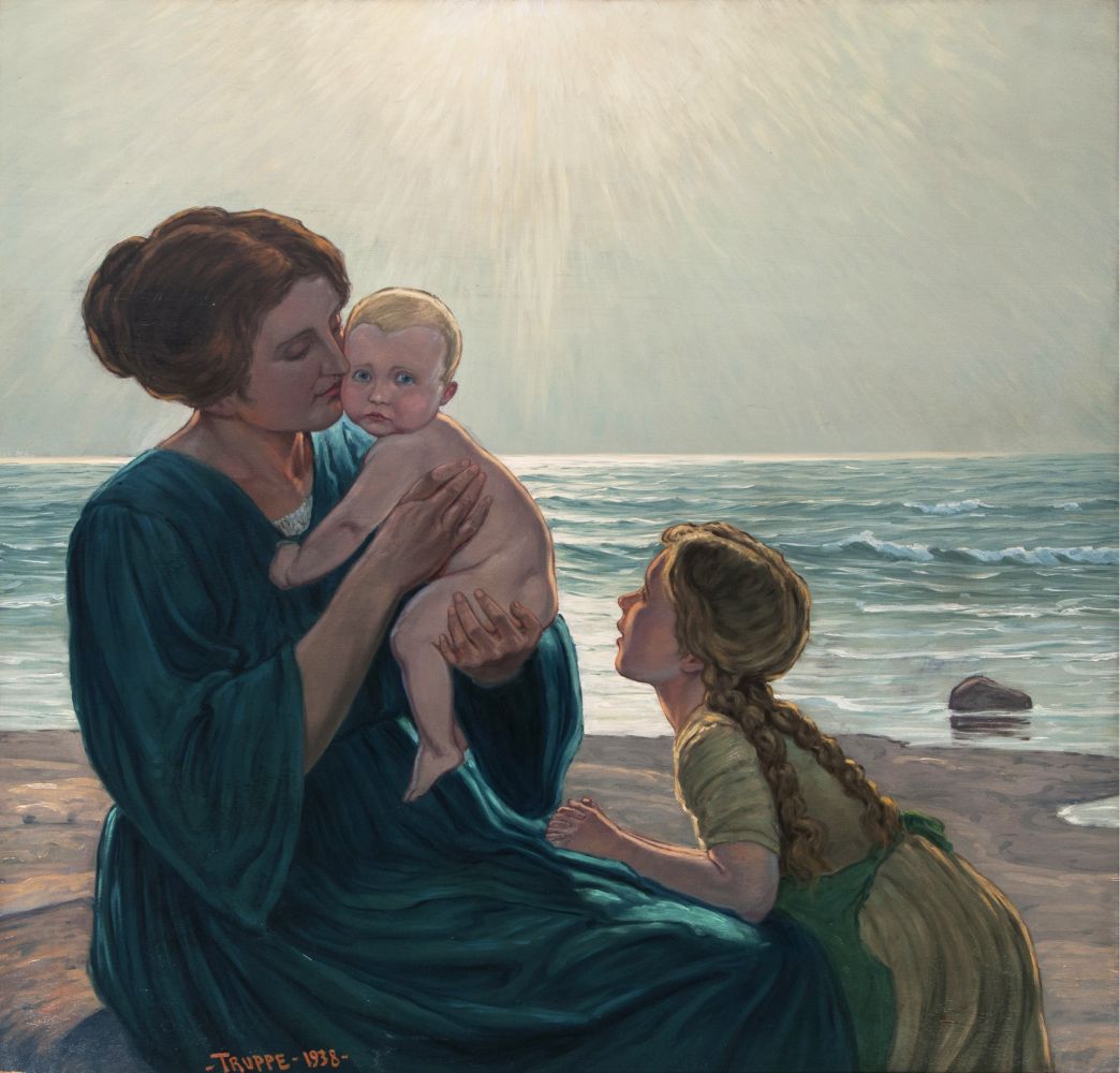 Mother with Children on the Beach