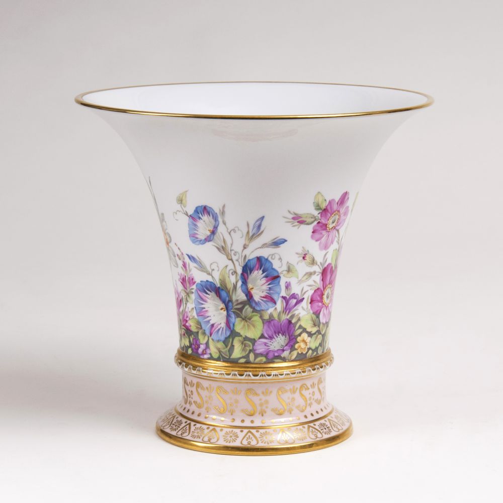 A Trumpet Shaped Vase with Flower Painting
