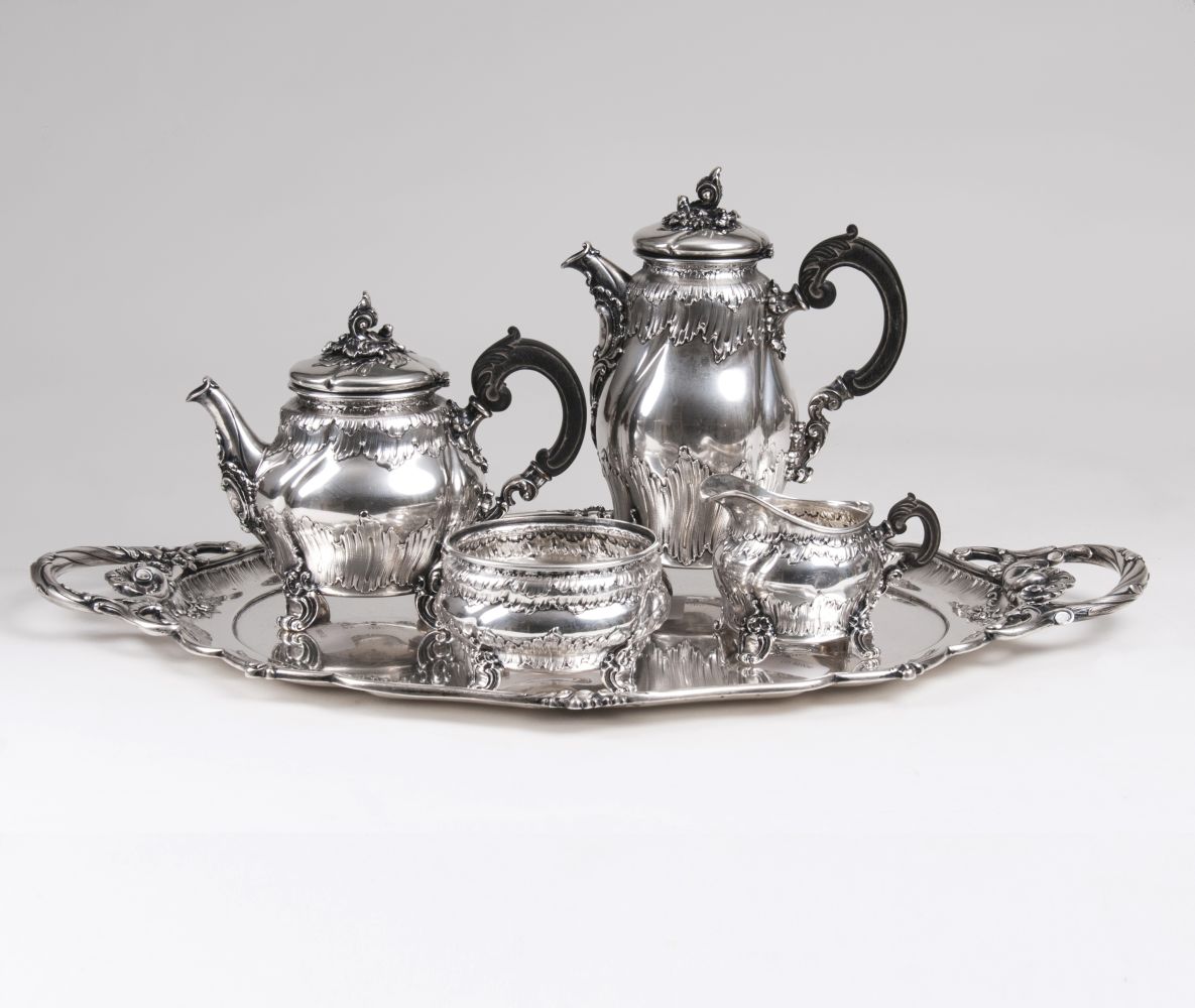 A Coffee and Tea Set on a Tray in Rococo Style