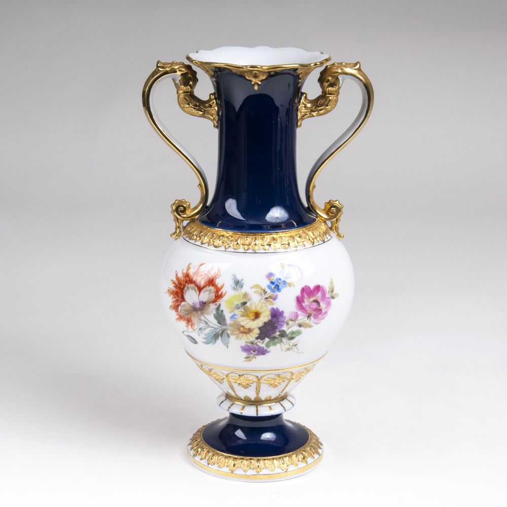 A Vase with Handles and Flower painting