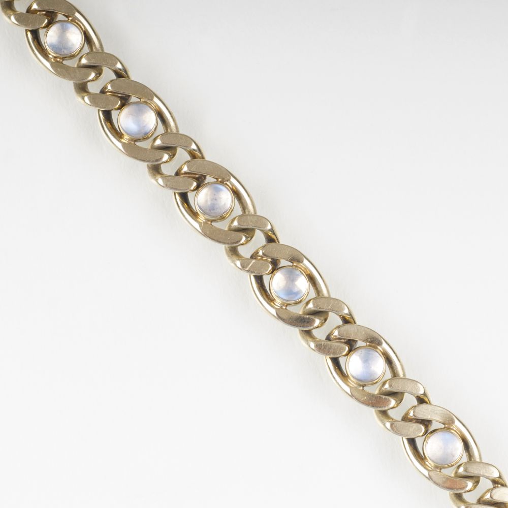 A Gold Chain Bracelet with Moonstones