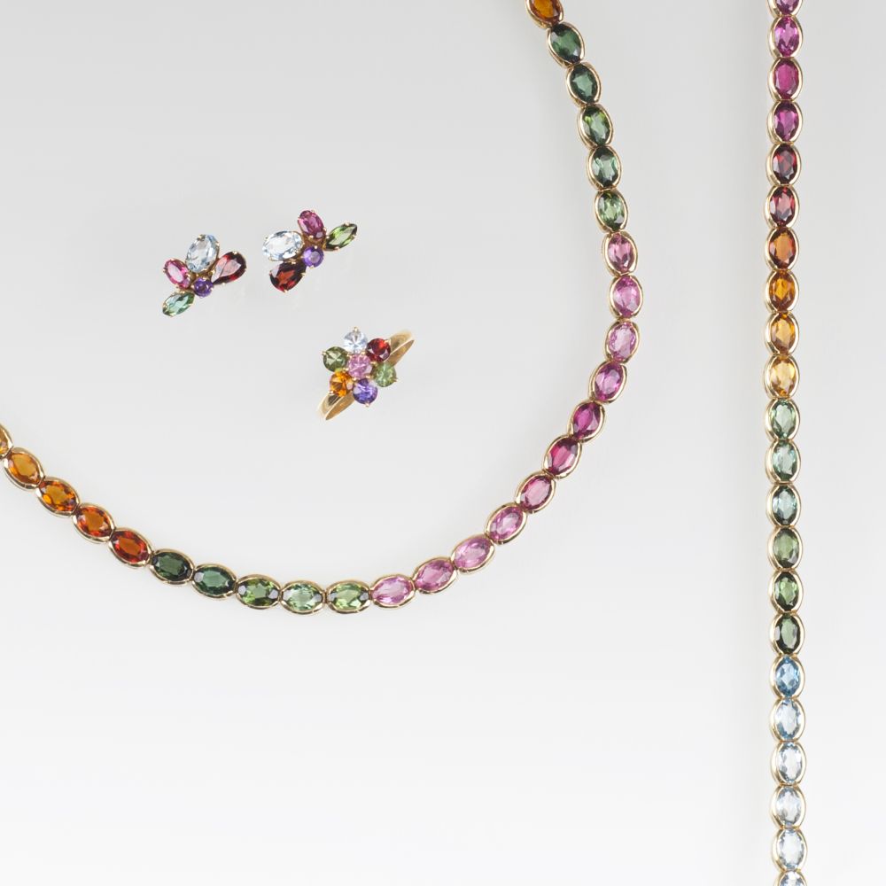 A highquality Jewellery Parure 'Rainbow' with colourful Gemstones