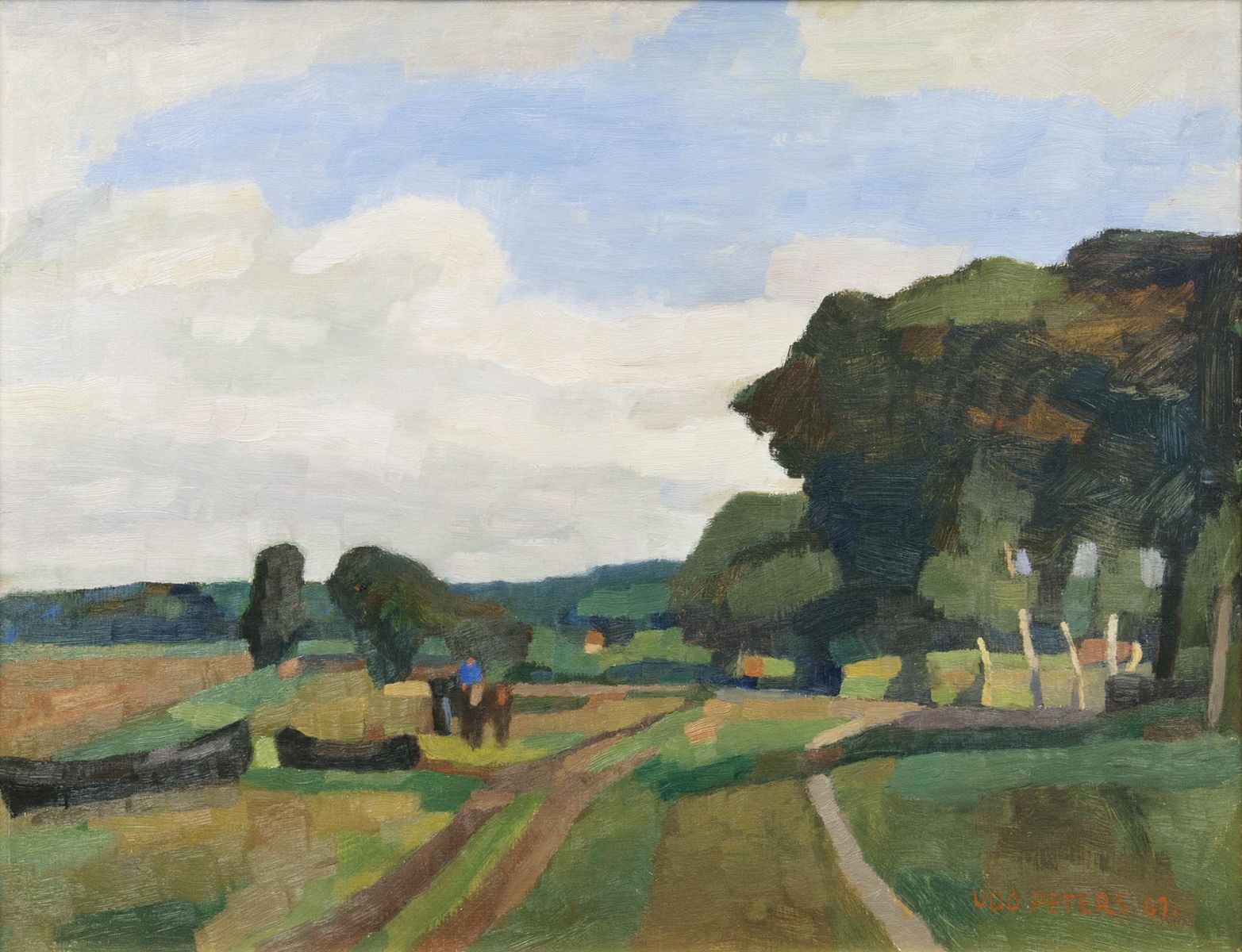 Landscape of Worpswede with horse and cart