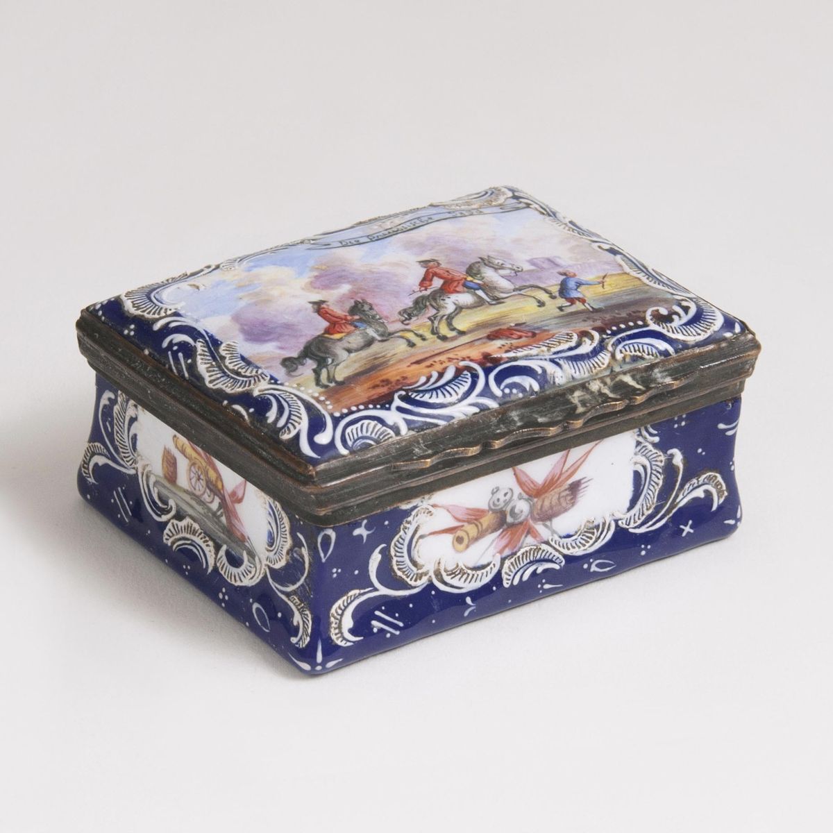 An Enamel Snuff Box with Prussian Hunting Scene