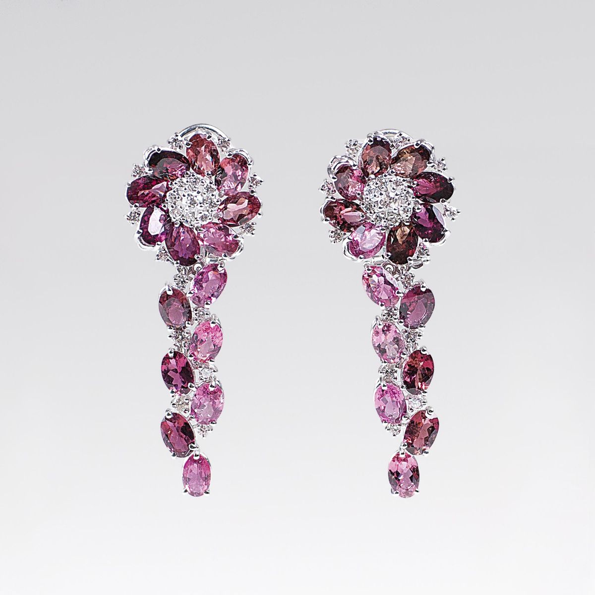 A Pair of Tourmaline Diamond Earrings A Pair of Tourmaline Diamond Earrings