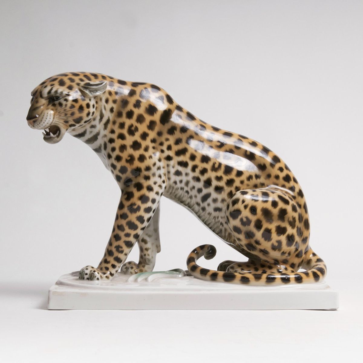 A large Animal Figure 'Seated Leopard'