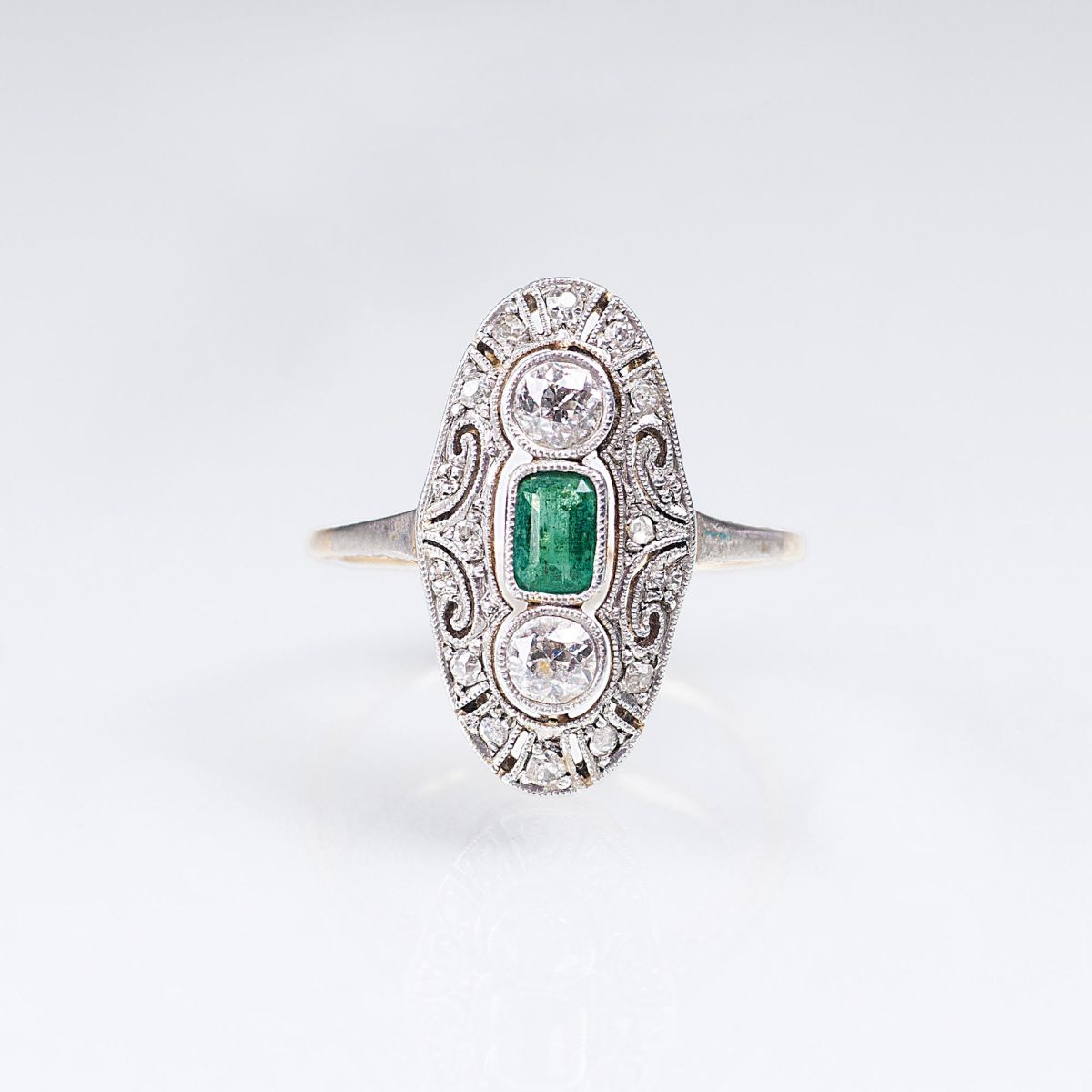 Jugendstil Smaragd-Diamant-Ring