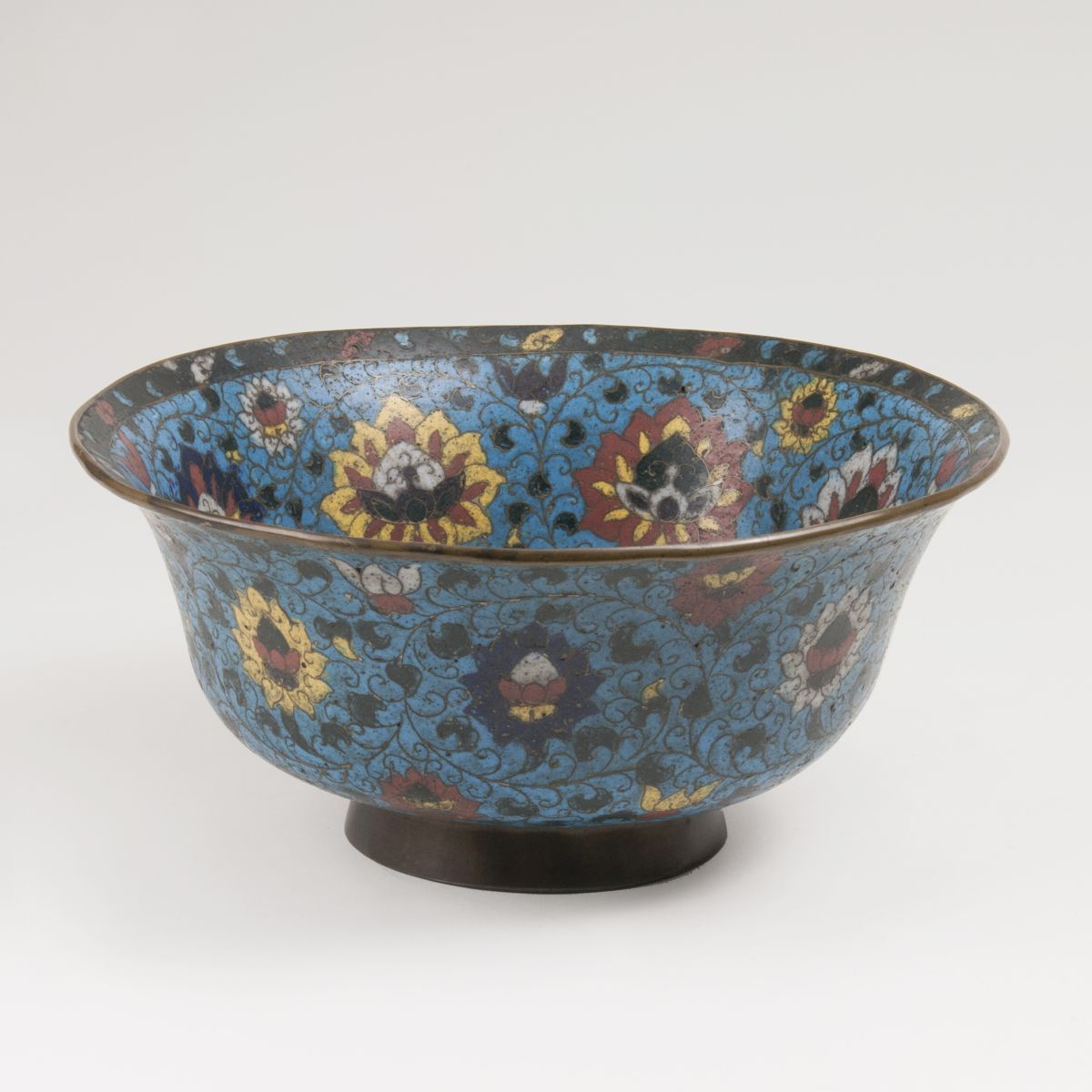 A Large Cloisonné Bowl with Mums