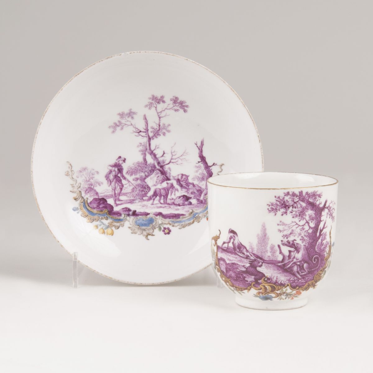 A Cup with Hunting Scenes in Purple Monochrome A Cup with Hunting Scenes in Purple Monochrome