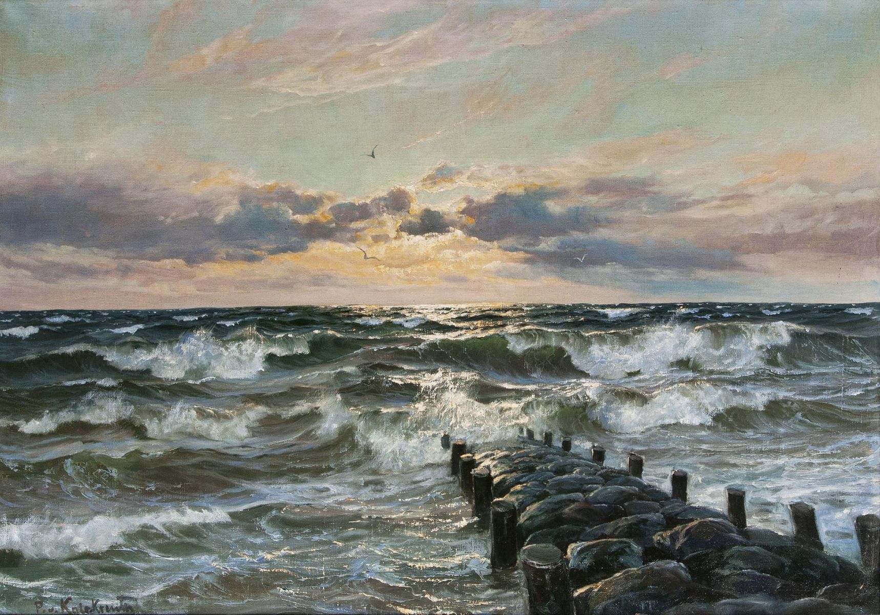 Patrick von Kalckreuth - Sonnenuntergang an der Buhne Sonnenuntergang an der Buhne