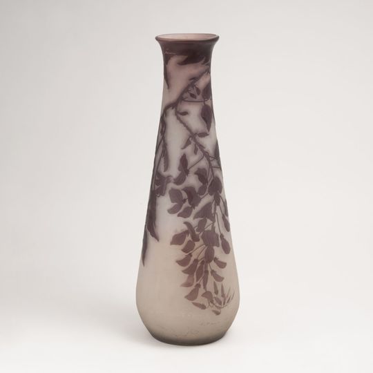 A Large Art Nouveau Gallé Vase with Wisteria