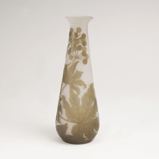 A Conical Art Nouveau Gallé Vase with Grapevine