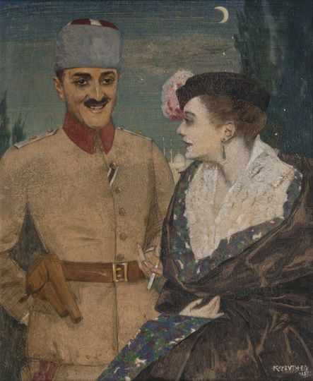 Ottoman officer withe elegant Lady