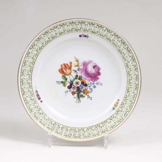 A Dessert Plate with Flower Painting