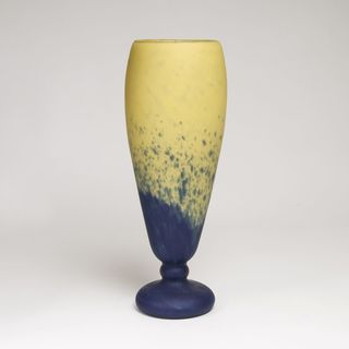 A large modern glass vase
