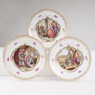 A set of 12 plates with historical scenes of life from 'Louis the Brandenburg''