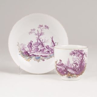 A Cup with Hunting Scenes in Purple Monochrome