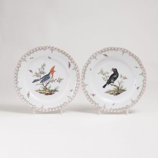 A Pair of Plates with Bird Painiting